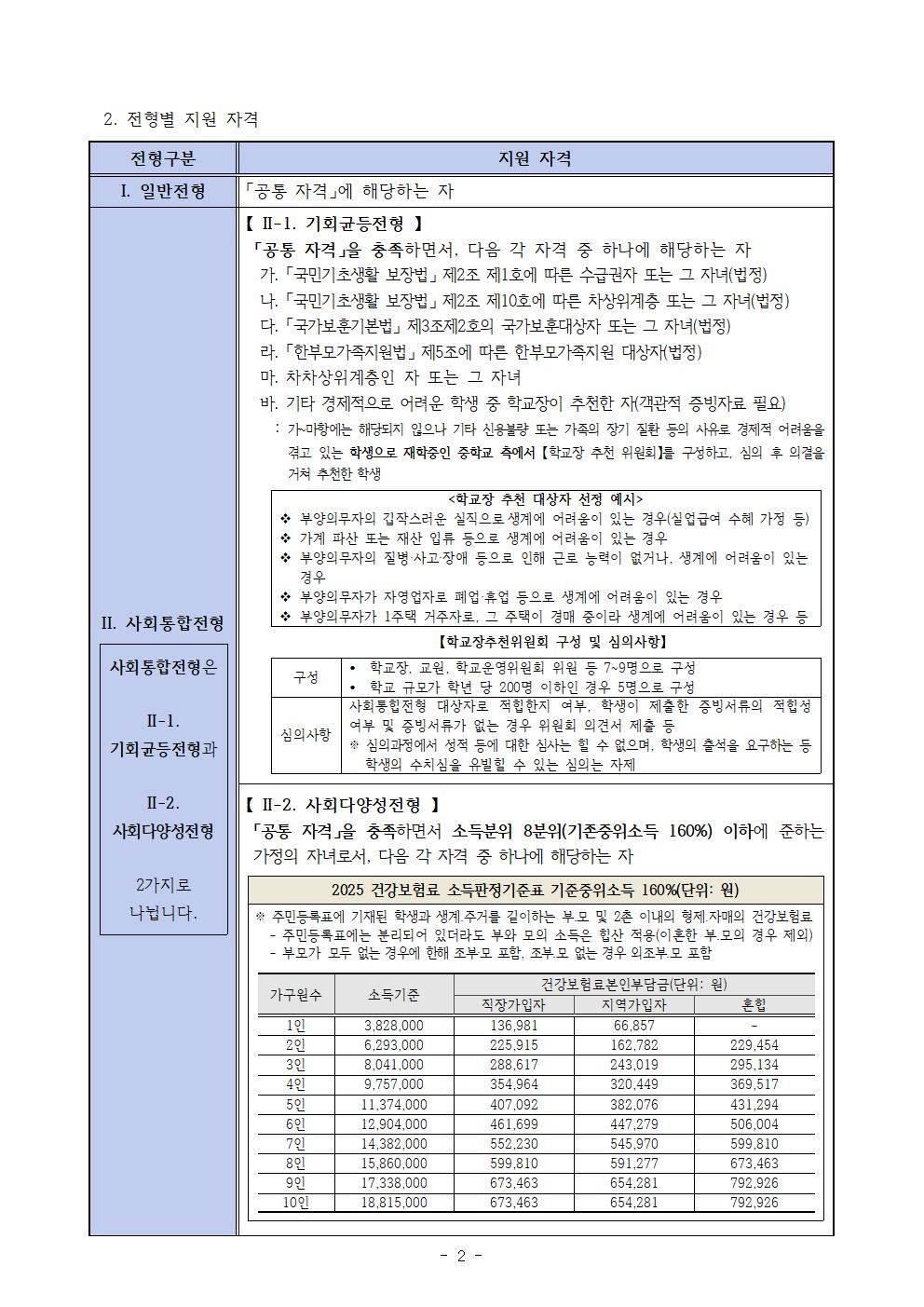 2026학년도 충북외국어고등학교 입학전형 시행 요강002